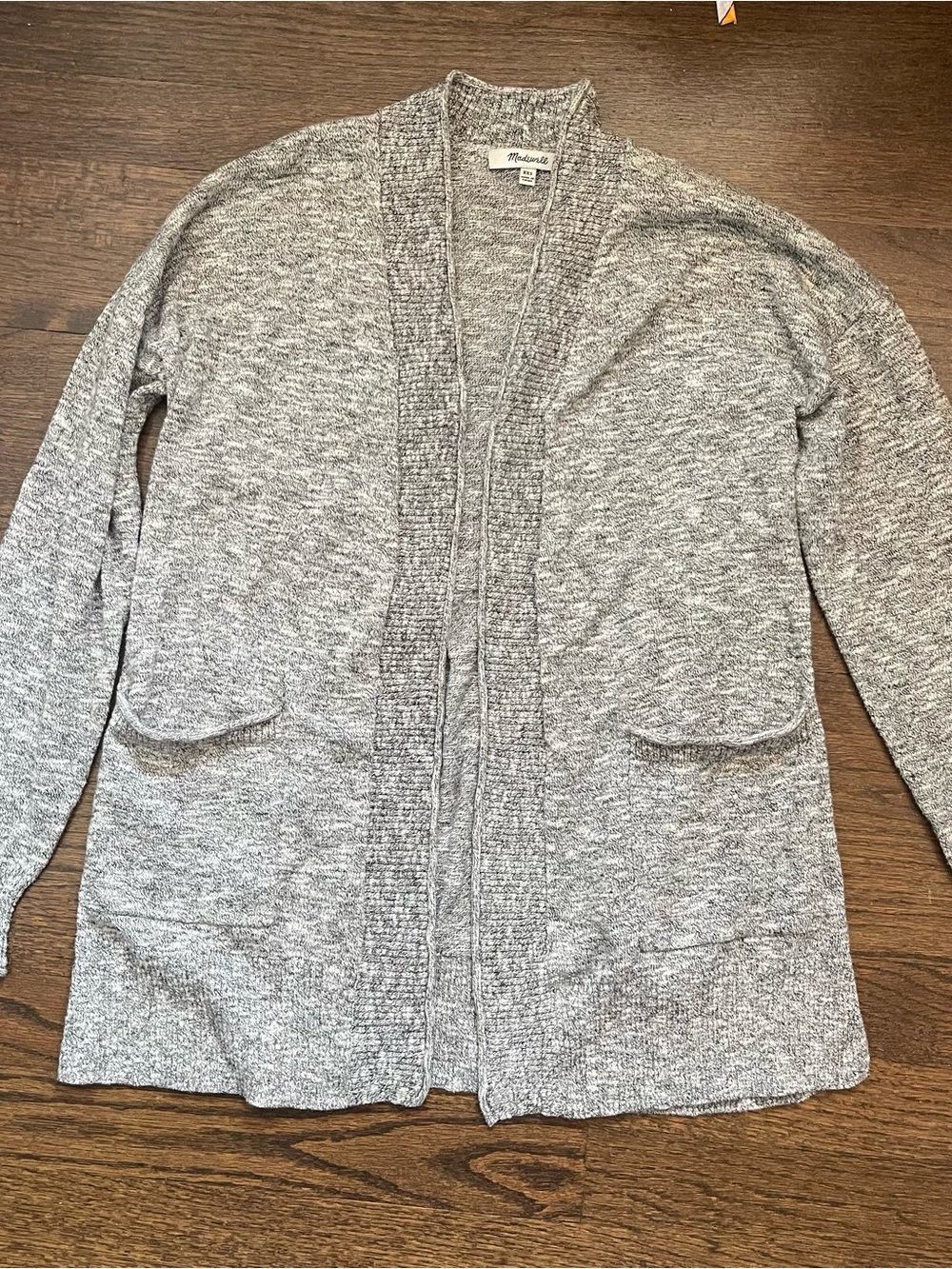 Madewell Heather Gray Open-Front Pocket Cardigan